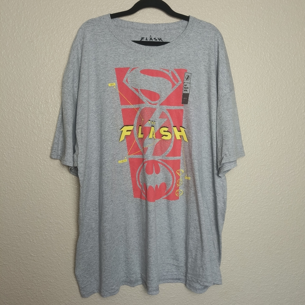 The Flash T-shirt Comics Men's The Future Present‎ and The Past T-shirt 3XL Gray